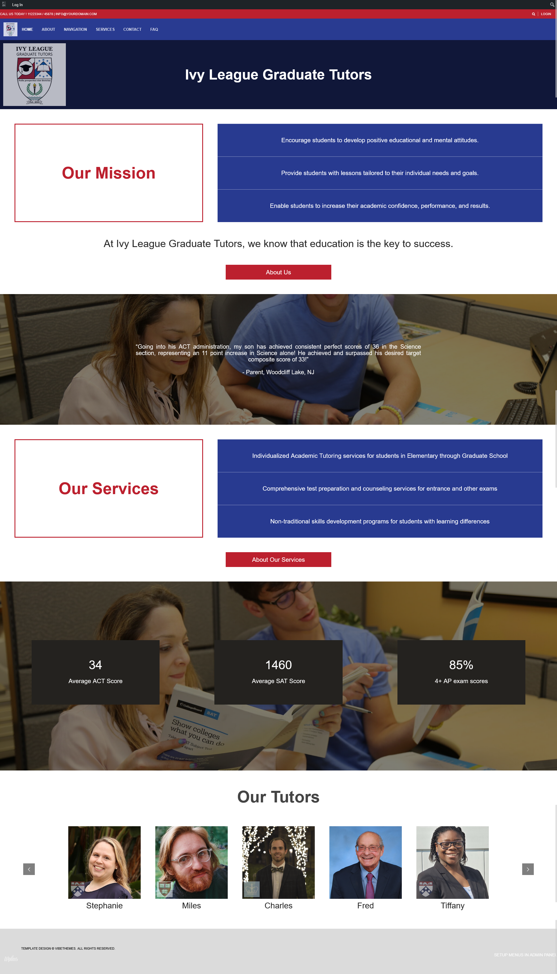 Ivy League Graduate Tutors - Original Site Design